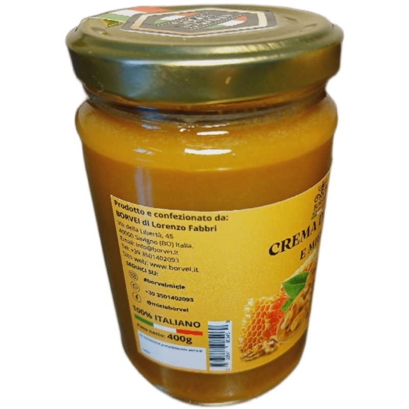 CREMA spalmabile DI NOCI E MIELE VASO DA 400g fronte