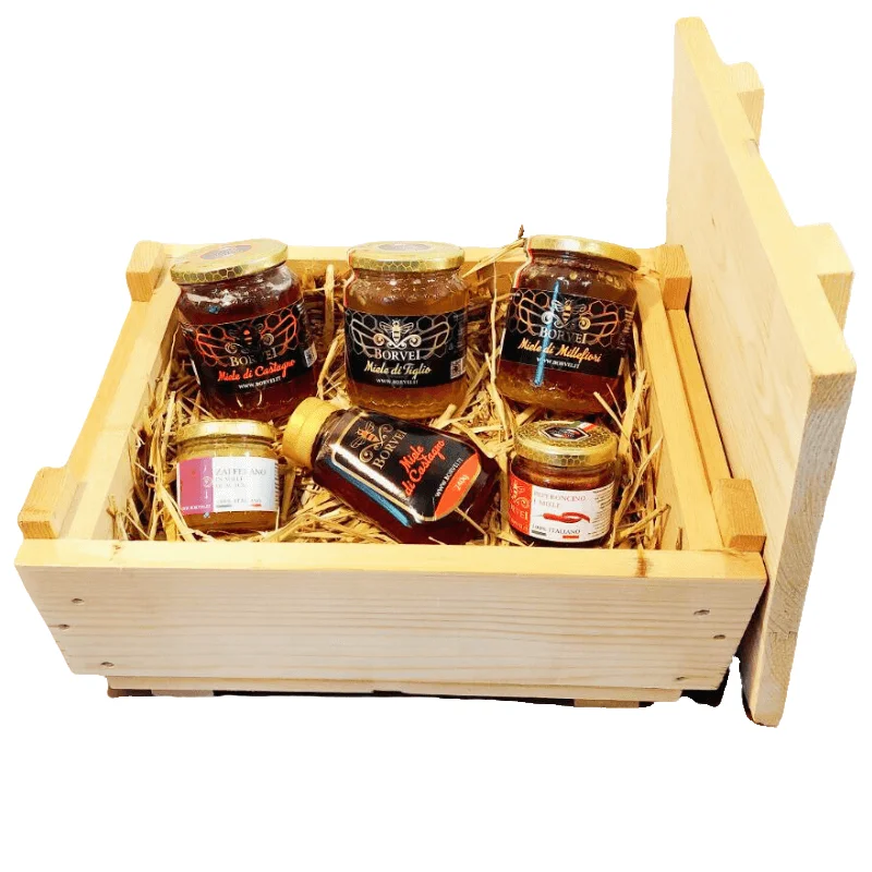 COFANETTO PROMOZIONE PASQUA DX Cofanetto Regalo Legno: Degustazione Miele e Zafferano Gourmet