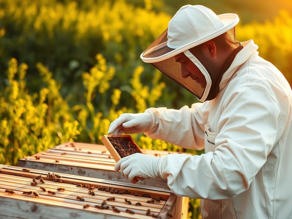 Apicoltore professionale al lavoro