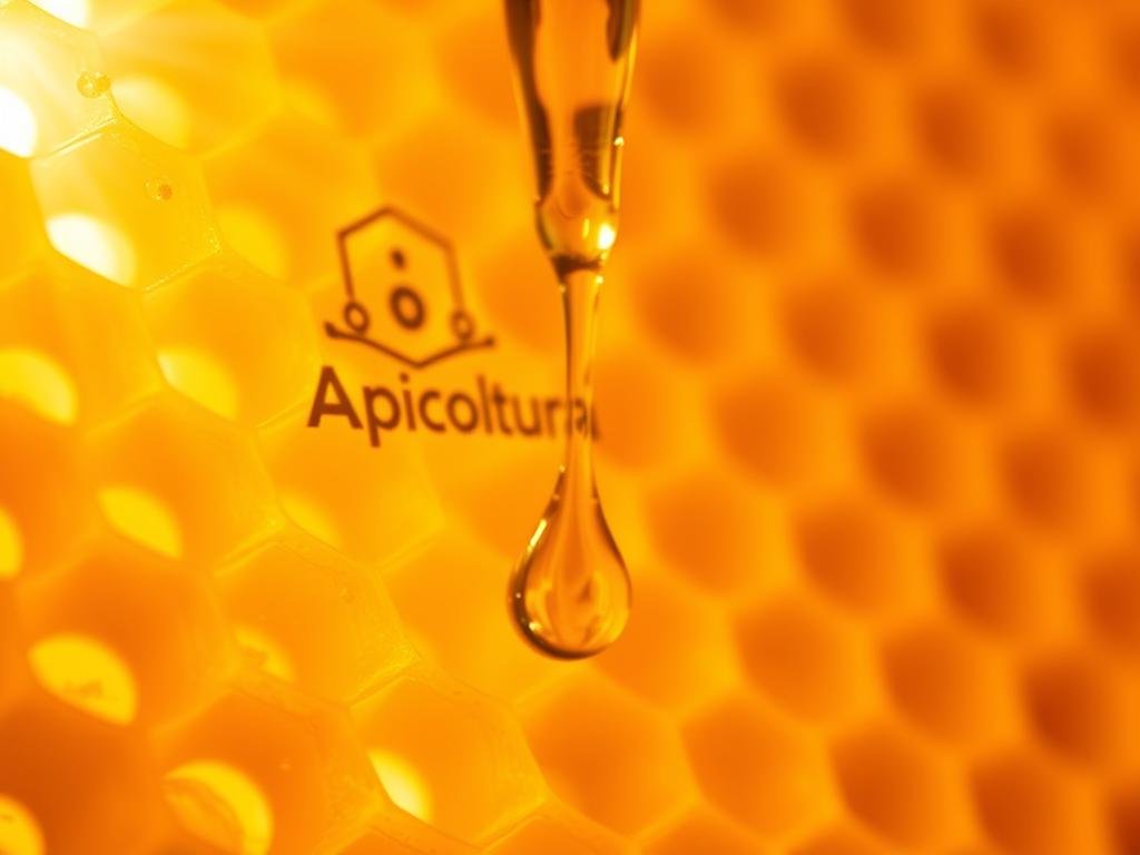 A close-up shot of a golden-yellow honeycomb, glistening with fresh, viscous honey. Sunlight streams through the delicate hexagonal structure, casting a warm, amber glow. The Apicoltura logo is subtly etched into the wax, a proud emblem of the artisanal craft. In the foreground, a single droplet of the pure, unprocessed "veleno d'api" (bee venom) hangs suspended, its potent therapeutic properties ready to be harvested. The image evokes the essence of this natural, Italian-inspired remedy, a testament to the remarkable power of the humble honeybee. A close-up shot of a golden-yellow honeycomb, glistening with fresh, viscous honey. Sunlight streams through the delicate hexagonal structure, casting a warm, amber glow. The Apicoltura logo is subtly etched into the wax, a proud emblem of the artisanal craft. In the foreground, a single droplet of the pure, unprocessed "veleno d'api" (bee venom) hangs suspended, its potent therapeutic properties ready to be harvested. The image evokes the essence of this natural, Italian-inspired remedy, a testament to the remarkable power of the humble honeybee.