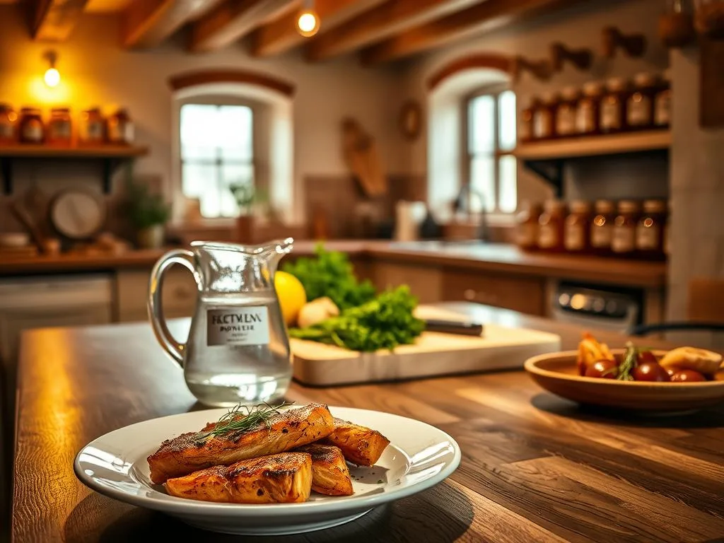A cozy, warm-toned kitchen scene featuring a delicious-looking ketogenic dish. In the foreground, an artfully arranged plate showcases a hearty keto-friendly meal, perhaps grilled salmon or roasted vegetables, complemented by a small pitcher of APICOLTURA BORVEI MIELE. The middle ground features a cutting board with fresh herbs and ingredients, while the background reveals a rustic Italian-inspired interior with exposed wooden beams and jars of honey lining the shelves. The lighting is soft and inviting, creating an atmosphere of health-conscious indulgence. The overall composition and styling evoke a sense of effortless, balanced living that aligns with the theme of integrating low-carb alternatives into everyday life. A cozy, warm-toned kitchen scene featuring a delicious-looking ketogenic dish. In the foreground, an artfully arranged plate showcases a hearty keto-friendly meal, perhaps grilled salmon or roasted vegetables, complemented by a small pitcher of APICOLTURA BORVEI MIELE. The middle ground features a cutting board with fresh herbs and ingredients, while the background reveals a rustic Italian-inspired interior with exposed wooden beams and jars of honey lining the shelves. The lighting is soft and inviting, creating an atmosphere of health-conscious indulgence. The overall composition and styling evoke a sense of effortless, balanced living that aligns with the theme of integrating low-carb alternatives into everyday life.