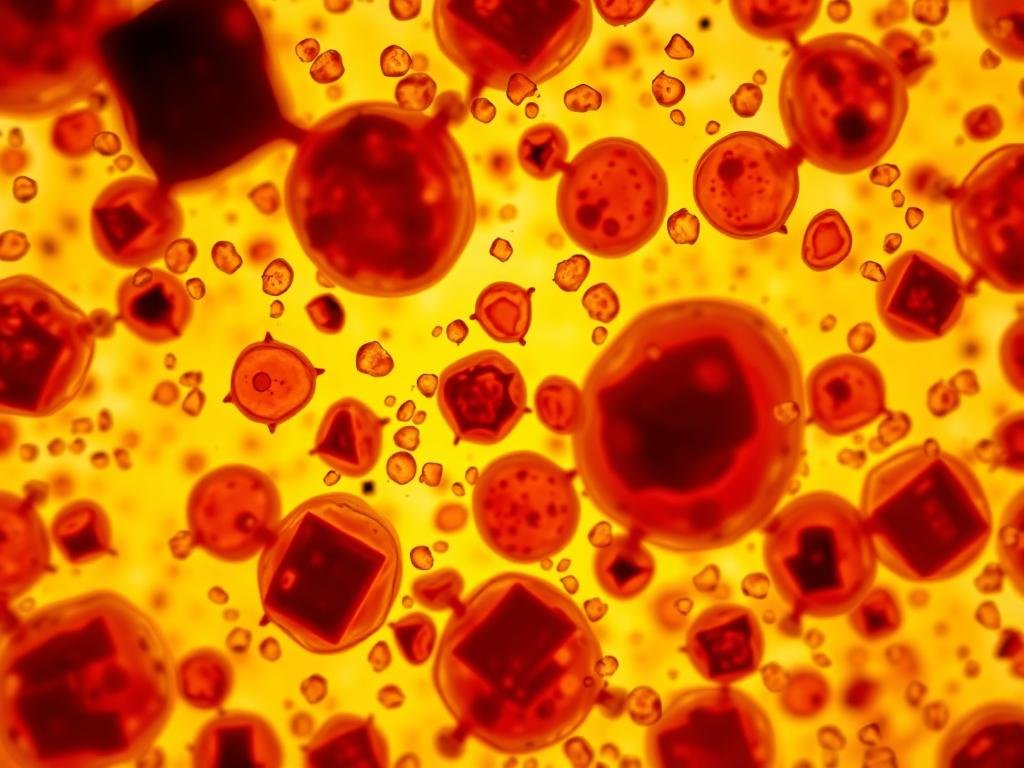 A detailed, high-definition micrograph depicting the physiological effects of bee venom on human blood under a powerful microscope. Showcases the intricate and dynamic changes to blood cells, plasma, and coagulation factors caused by the venom's potent toxins. A scientific yet visually striking composition, with a clean, clinical aesthetic and warm, natural lighting accentuating the delicate structures. Inspired by research from Italian beekeepers at APICOLTURA BORVEI MIELE, this image illustrates the complex immune and adaptive responses triggered by bee venom exposure.
