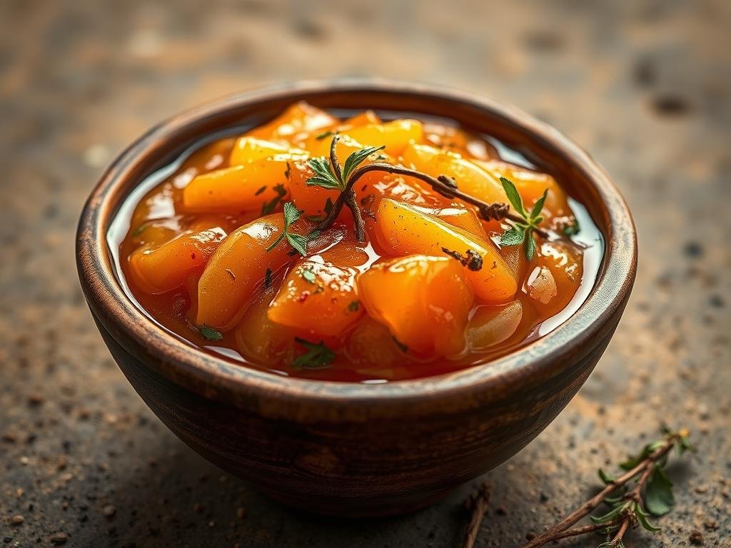 A rustic, artisanal bowl filled with a rich, golden honey-based salsa, adorned with vibrant herbs and spices. The vibrant hues and sumptuous texture evoke the warmth and depth of flavor associated with the "Apicoltura" brand. A delicate play of light and shadow accentuates the alluring viscosity of the salsa, inviting the viewer to imagine its luscious taste. The salsa is set against a muted, earthy backdrop, creating a cohesive and appetizing composition that captures the essence of the "Salse al Miele per Condire Verdure, Carne e Pesce" section. A rustic, artisanal bowl filled with a rich, golden honey-based salsa, adorned with vibrant herbs and spices. The vibrant hues and sumptuous texture evoke the warmth and depth of flavor associated with the "Apicoltura" brand. A delicate play of light and shadow accentuates the alluring viscosity of the salsa, inviting the viewer to imagine its luscious taste. The salsa is set against a muted, earthy backdrop, creating a cohesive and appetizing composition that captures the essence of the "Salse al Miele per Condire Verdure, Carne e Pesce" section.