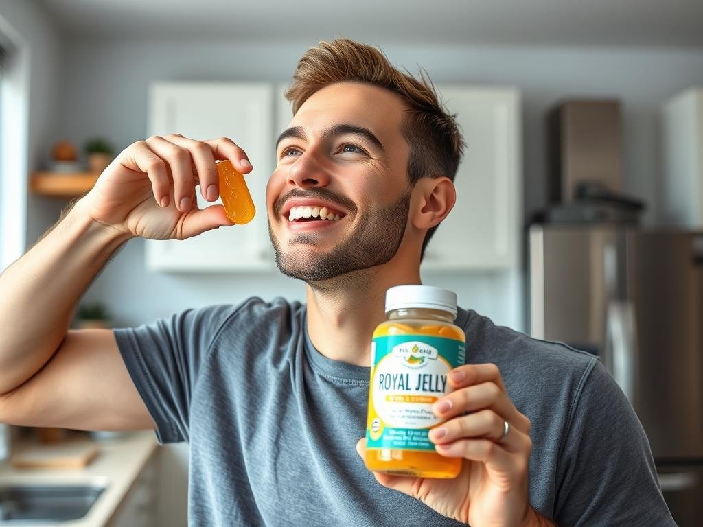 Image of a person consuming royal jelly supplement