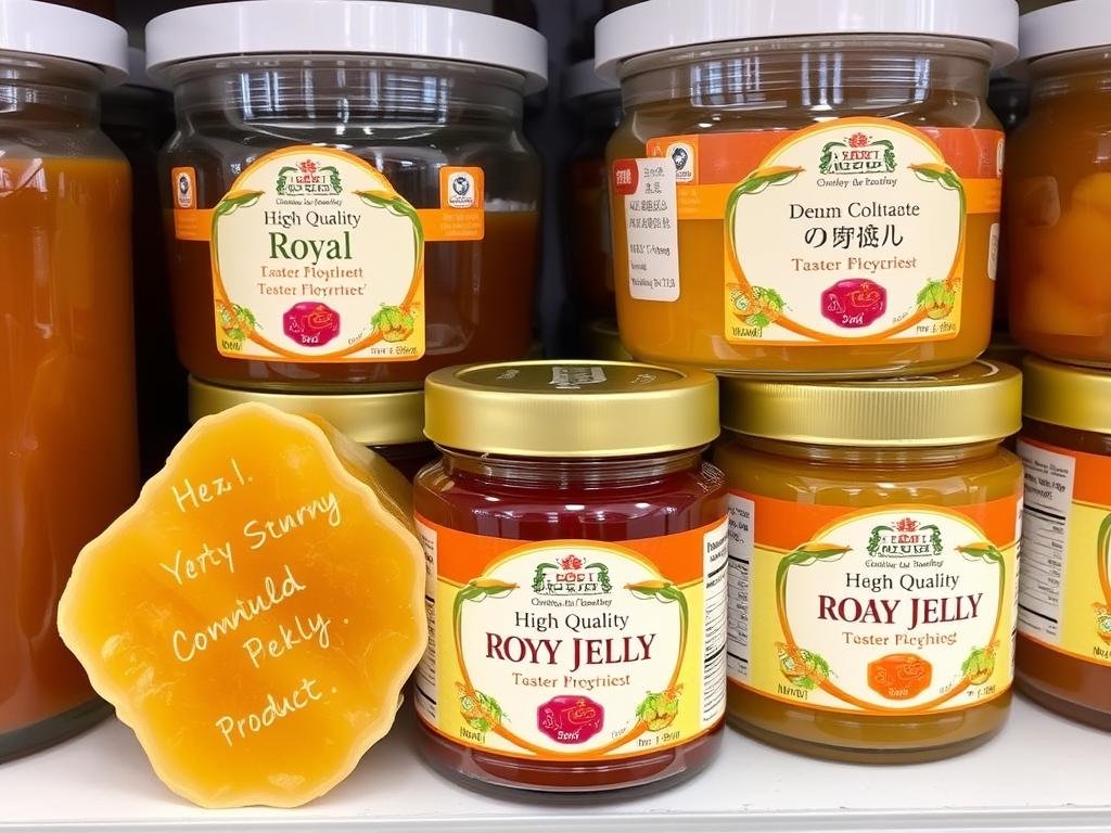 Image of high-quality royal jelly products with proper storage containers