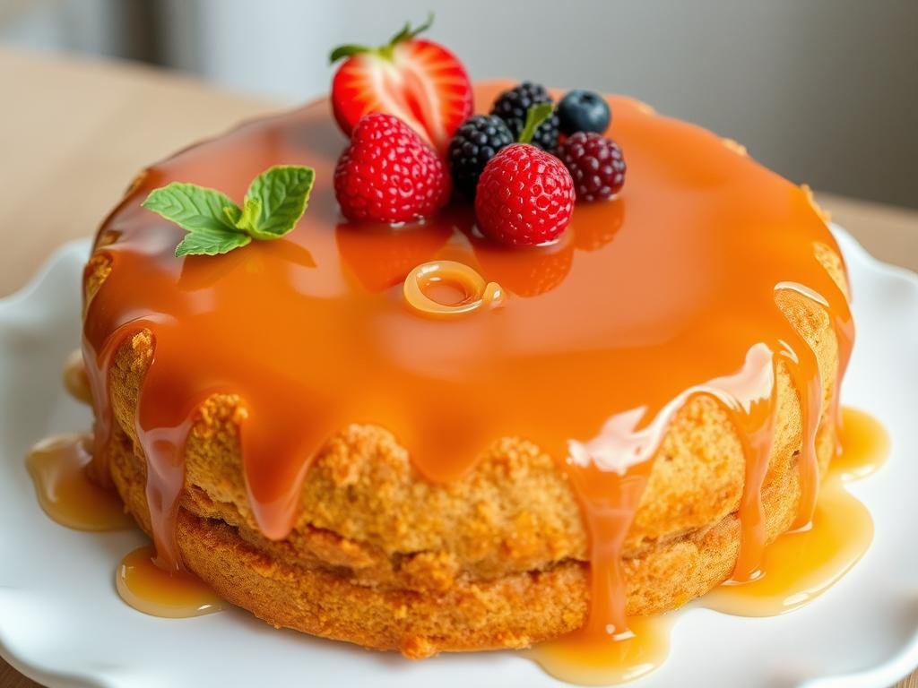 Immagina un dolce al miele, come una torta di compleanno con miele di acacia, decorata con frutta fresca e una glassa lucida. Immagina un dolce al miele, come una torta di compleanno con miele di acacia, decorata con frutta fresca e una glassa lucida.