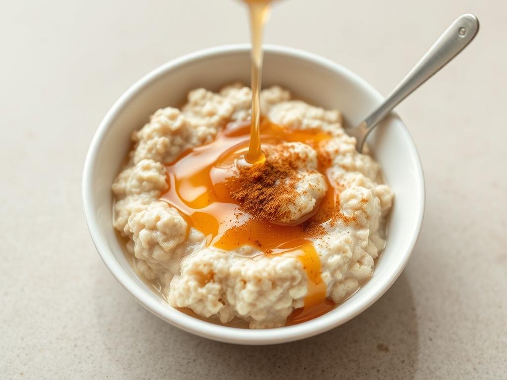Immagina un porridge d'avena con miele e cannella
