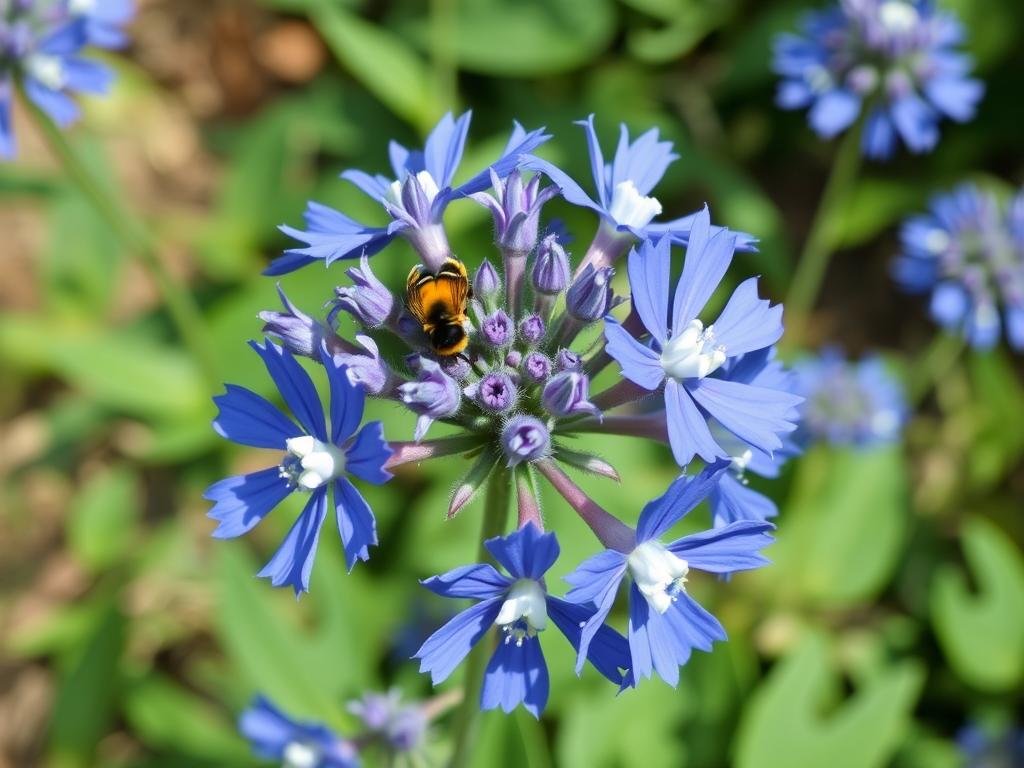 Immagina una borragine con i suoi fiori blu a stella che attirano le api.