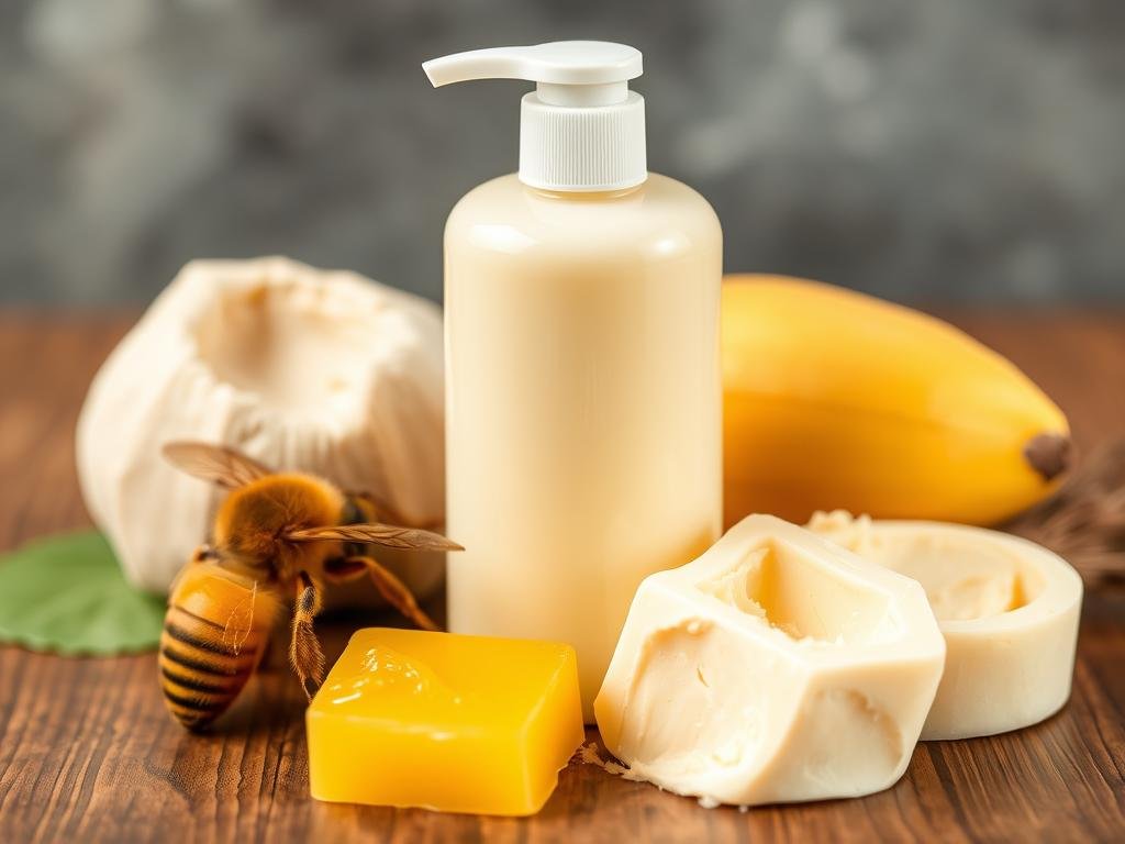 Immagina una lozione corpo naturale ricca e nutriente, preparata con ingredienti di alta qualità come la cera d'api e il burro di karité.