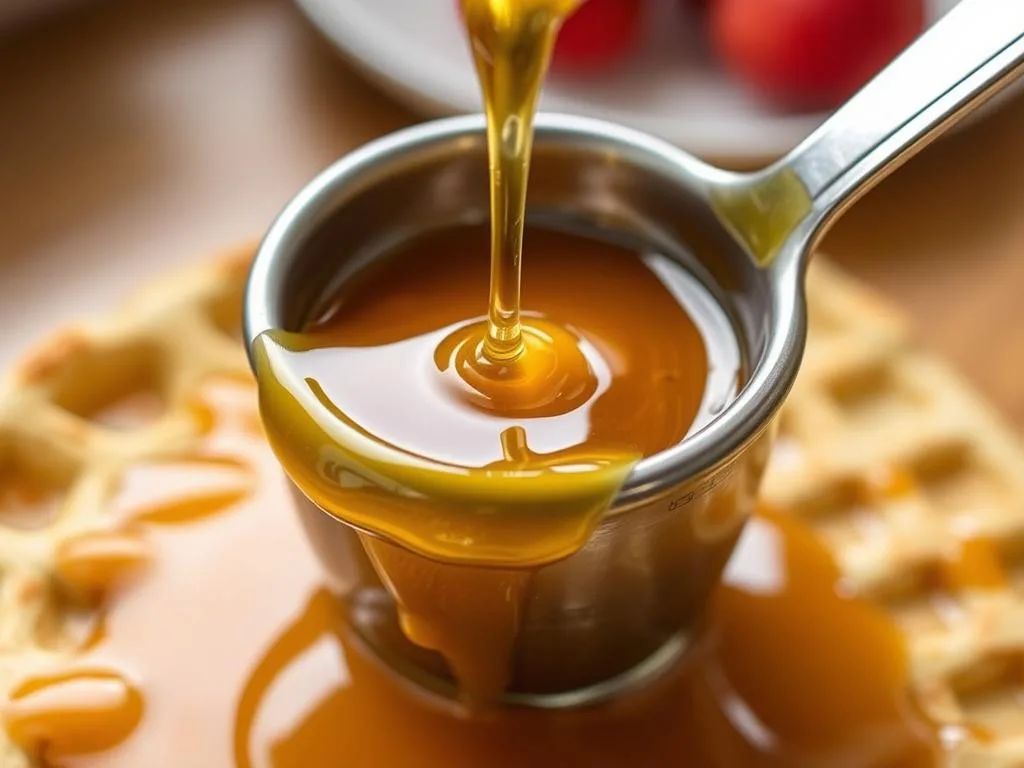 Immagina una salsa al miele calda e dorata, pronta per essere versata sui tuoi pancake o waffle appena fatti.