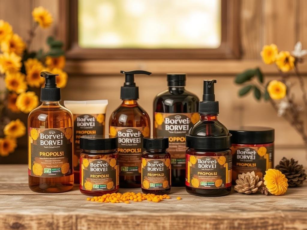 Immagine della gamma di prodotti a base di propoli Borvei