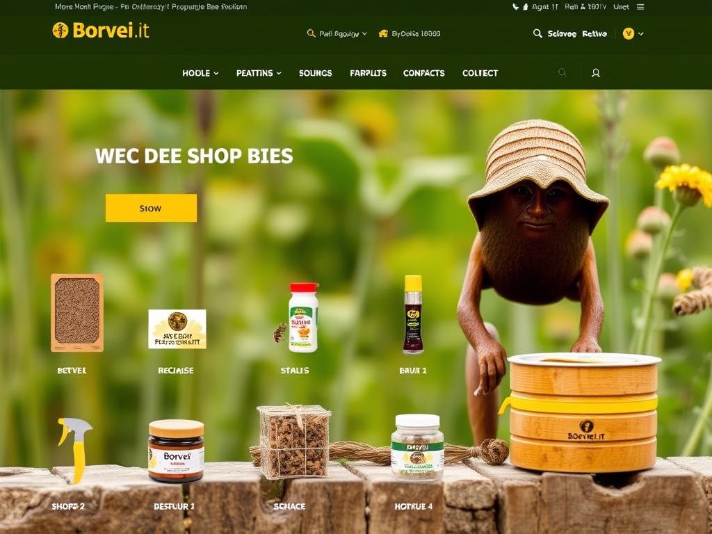 Immagine dello shop online Borvei.it con una varietà di prodotti dell'alveare