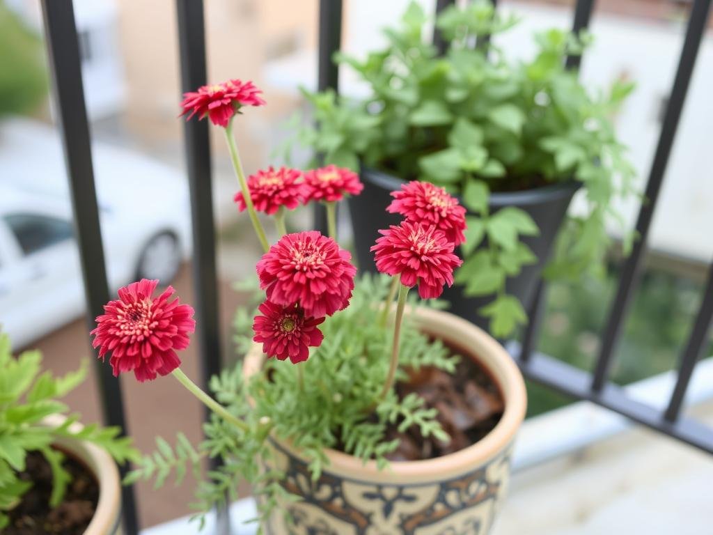 Immagine di Achillea in un vaso sul balcone