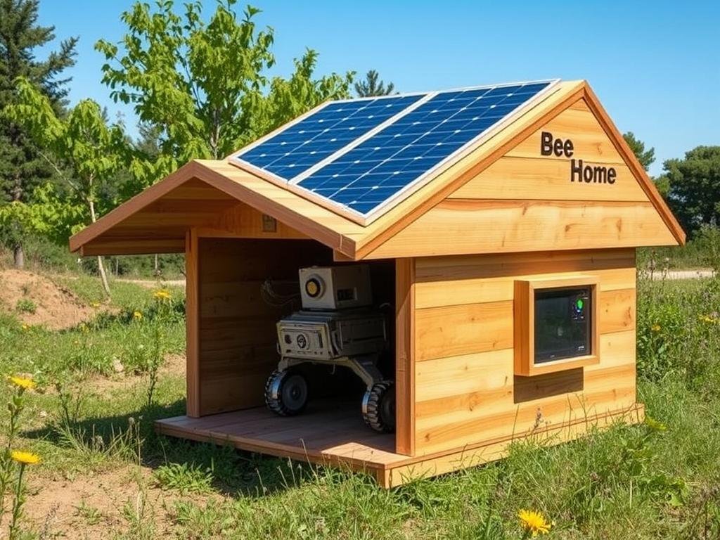 Immagine di BeeHome, un alveare tecnologico con pannelli solari e robot interno