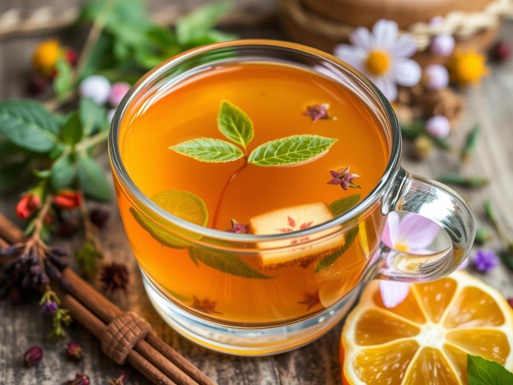 Immagine di infuso alle erbe con miele millefiori