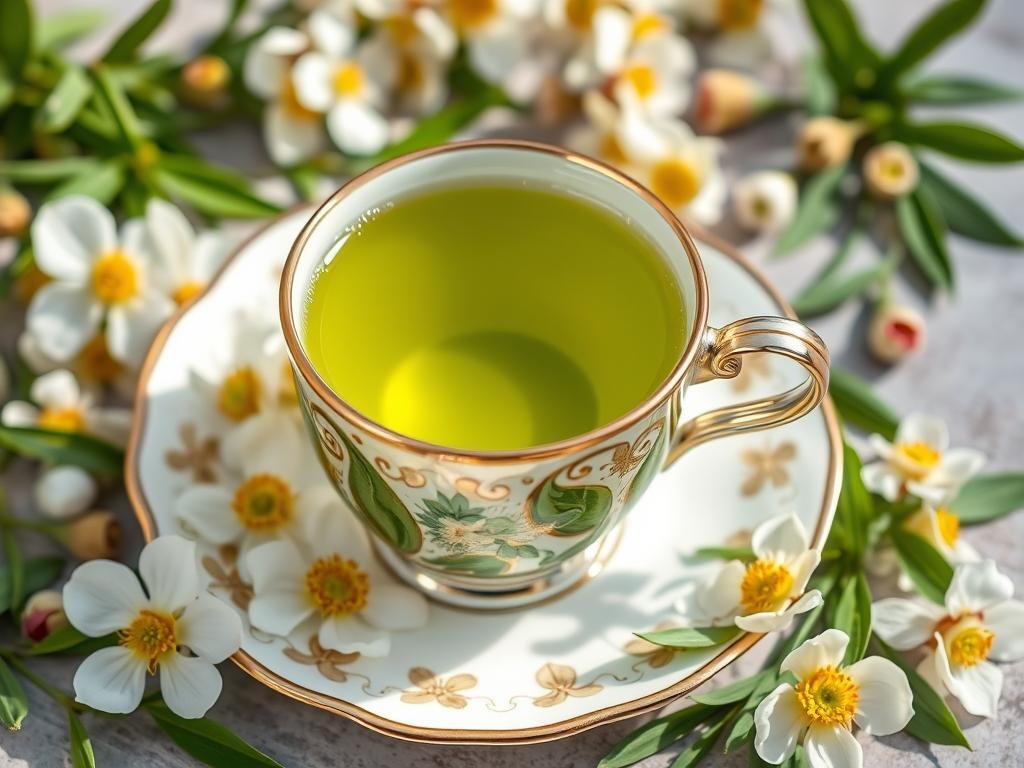 Immagine di tè verde con miele di acacia