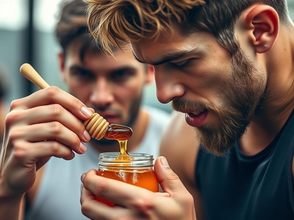 Immagine di un atleta che assume pappa reale e miele prima dell'allenamento