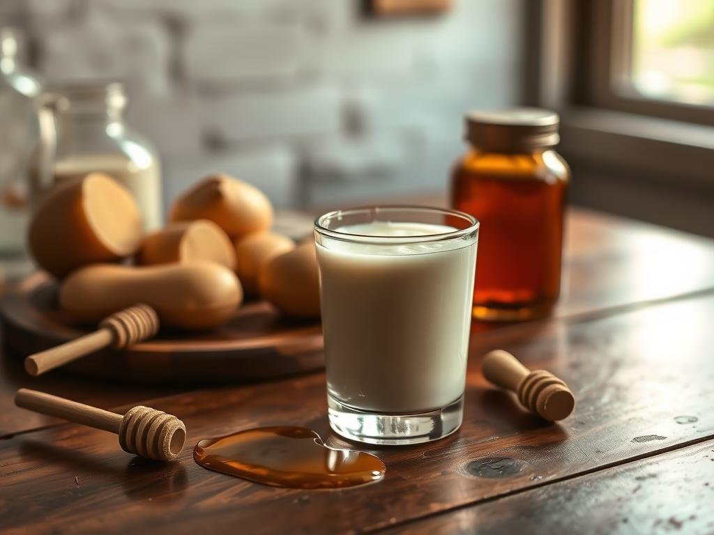 Immagine di un bicchiere di latte e miele classico