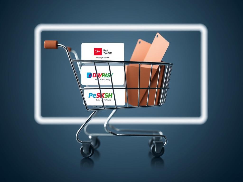 Immagine di un carrello della spesa online con varie opzioni di pagamento