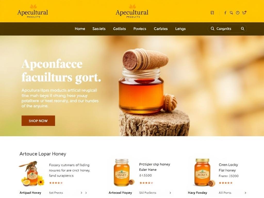 Immagine di un e-commerce specializzato in prodotti apistici con varie opzioni di miele artigianale