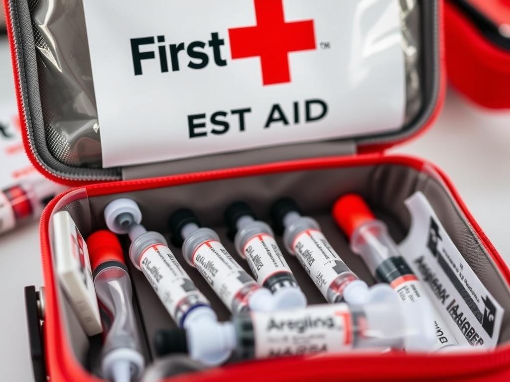 Immagine di un kit di pronto soccorso con adrenalina