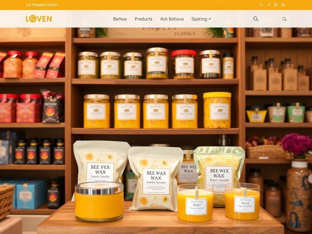Immagine di un negozio online con prodotti a base di cera d'api Immagine di un negozio online con prodotti a base di cera d'api