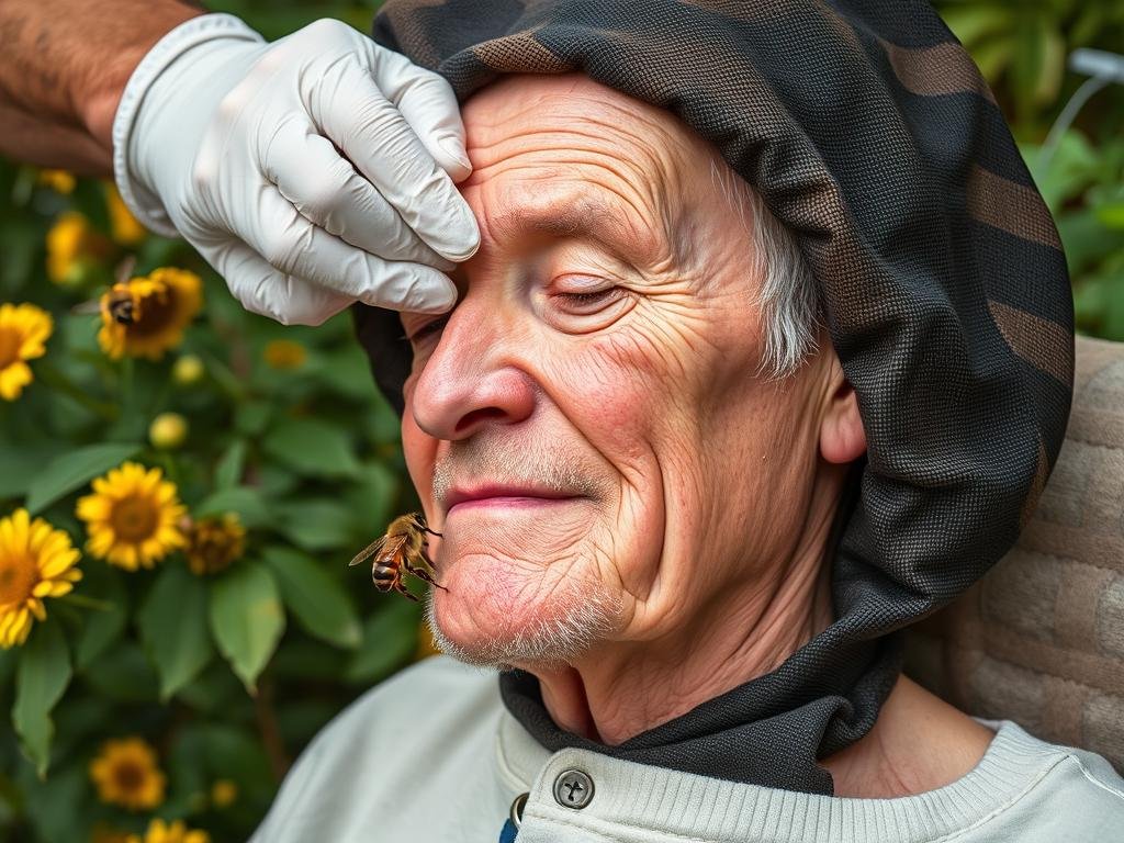 Immagine di un paziente che riceve apiterapia per artrite reumatoide Immagine di un paziente che riceve apiterapia per artrite reumatoide