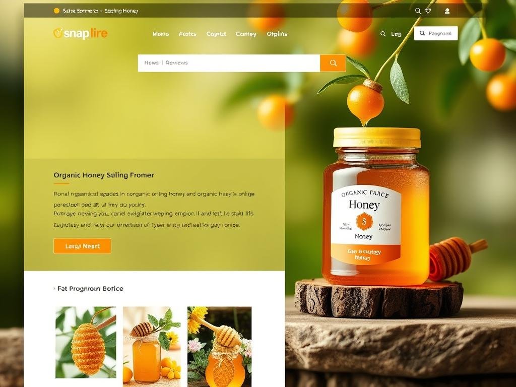 Immagine di un sito web di e-commerce che vende miele biologico online
