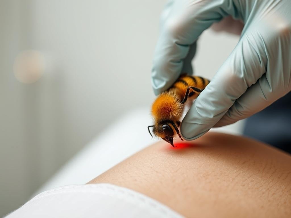 Immagine di un trattamento con veleno d'api per il dolore articolare