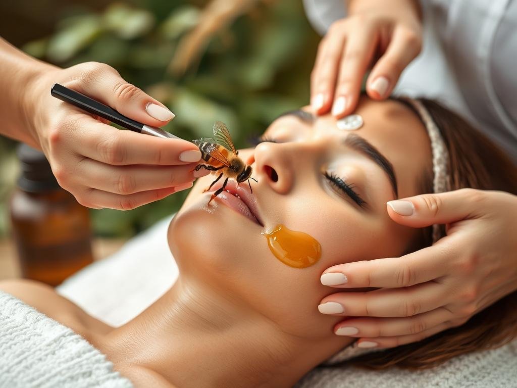 Immagine di un trattamento di apiterapia con veleno d'api Immagine di un trattamento di apiterapia con veleno d'api