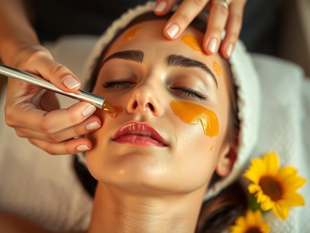 Immagine di un trattamento viso con prodotto contenente veleno d'api Immagine di un trattamento viso con prodotto contenente veleno d'api