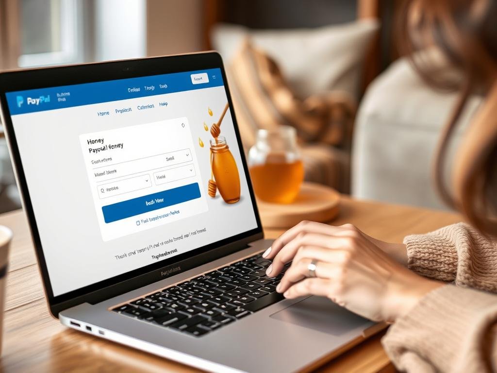 Immagine di un utente che utilizza PayPal per acquistare miele online