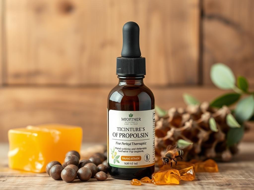 Immagine di una bottiglia di tintura madre di propoli