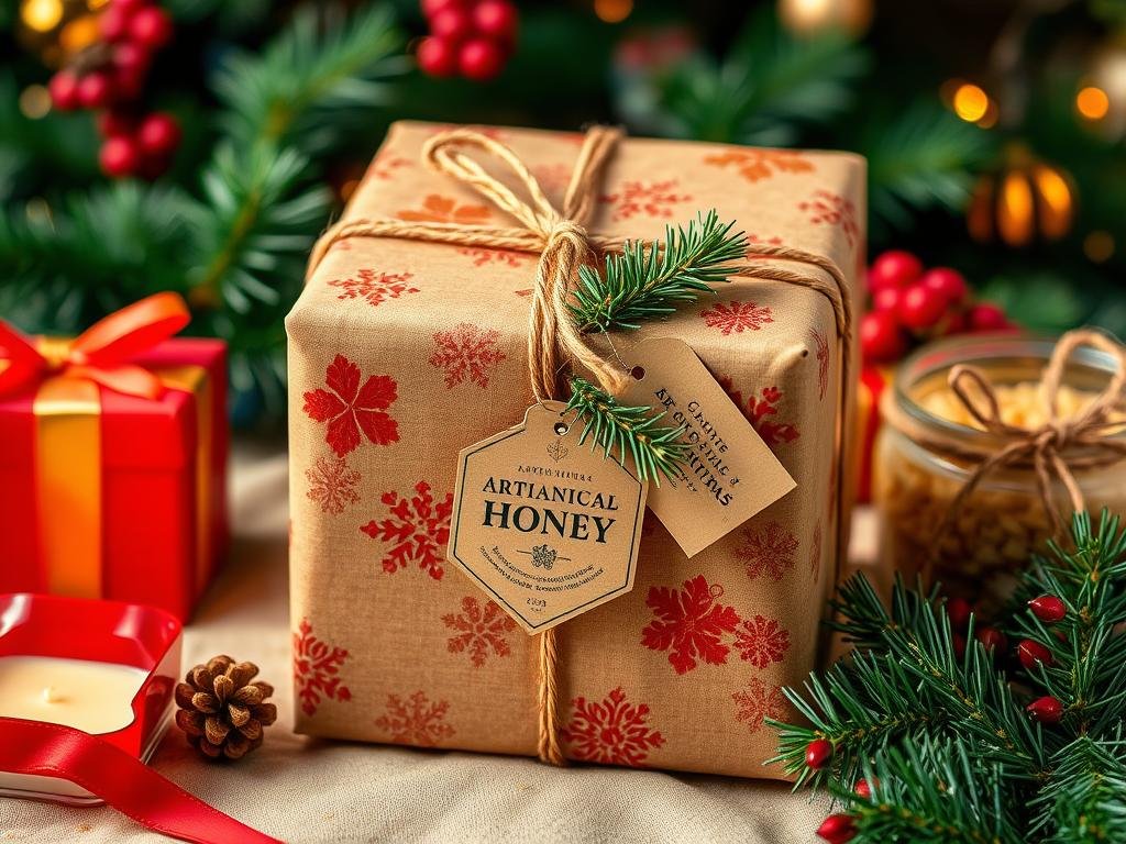 Immagine di una confezione regalo di miele artigianale per Natale