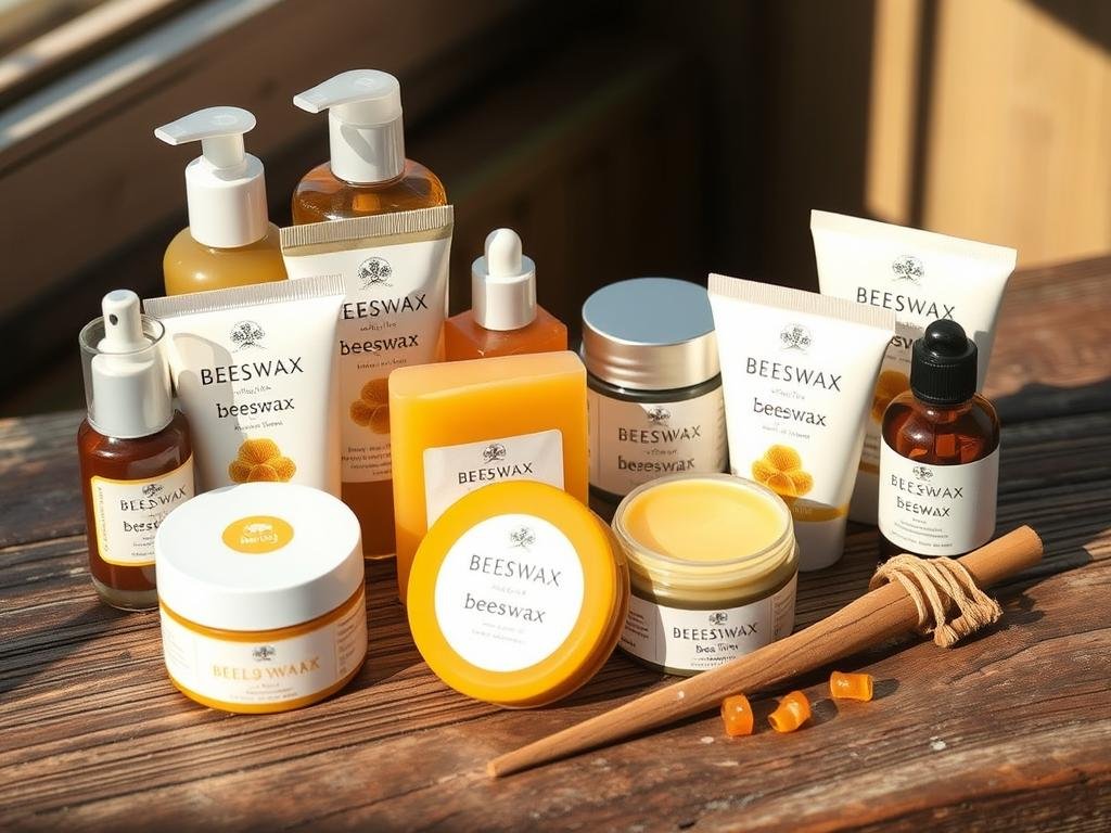 Immagine di una gamma di prodotti cosmetici naturali a base di cera d'api