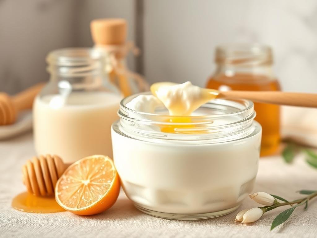 Immagine di una maschera viso fatta con latte e miele