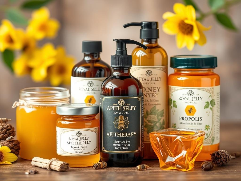 Immagine di una selezione di prodotti per l'apiterapia