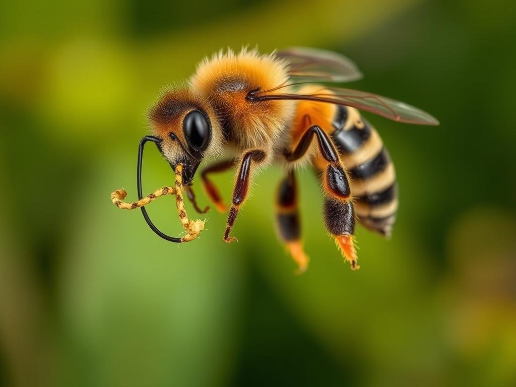 Immagine di un'ape che produce veleno Immagine di un'ape che produce veleno