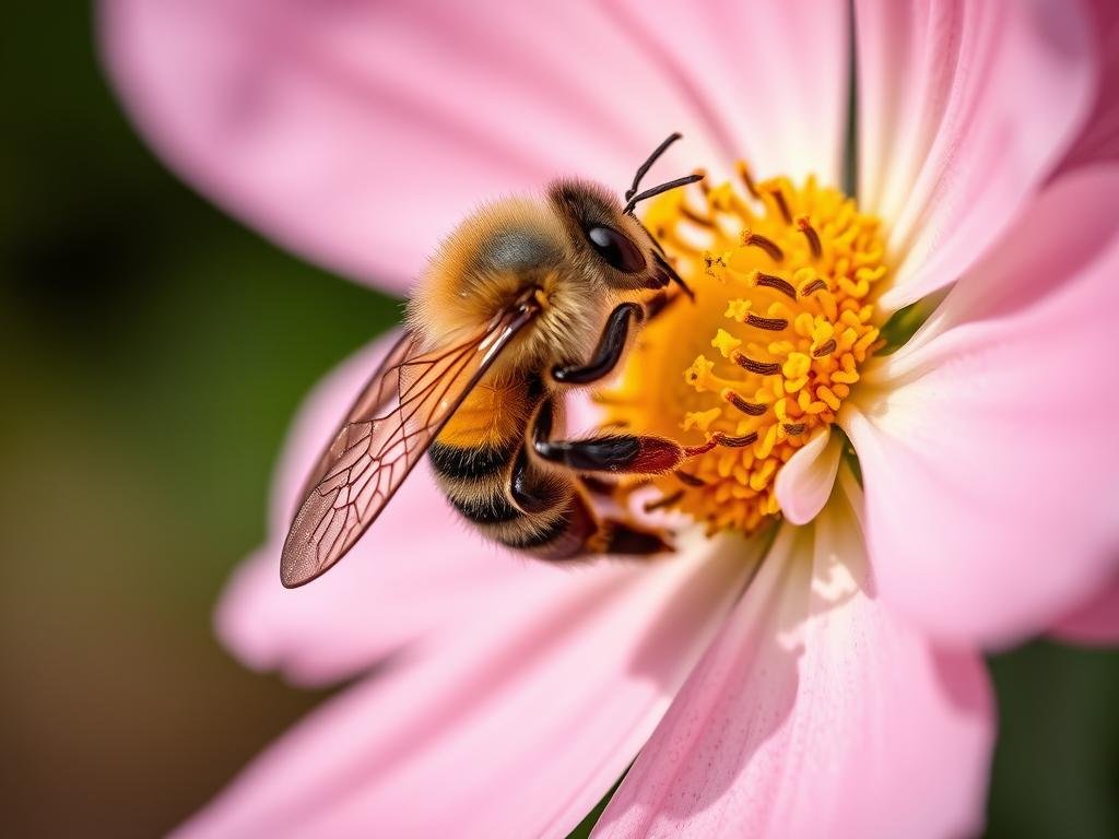 Immagine di un'ape che raccoglie il nettare da un fiore