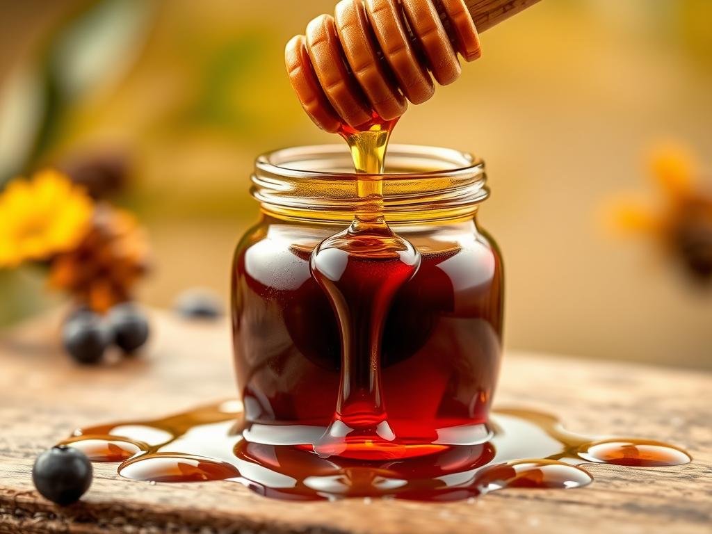 Visualizza un miele scuro e intenso, ricco di proprietà nutrizionali e con un aroma persistente. Visualizza un miele scuro e intenso, ricco di proprietà nutrizionali e con un aroma persistente.