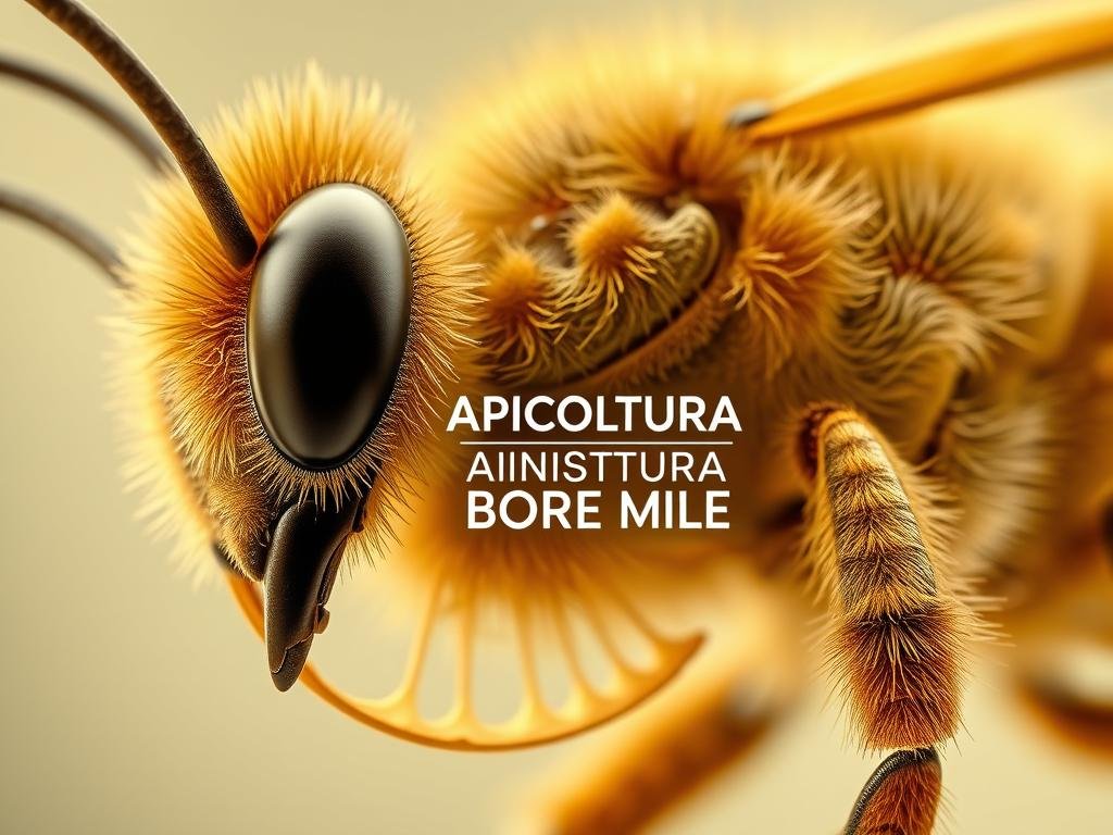 A detailed anatomical cross-section of the respiratory system of a honey bee (Apis mellifera), showcasing the intricate network of tracheal tubes that facilitate oxygen absorption. Crisp, high-resolution rendering in a muted, scientific color palette, inspired by educational resources from Italy. Prominent display of the "APICOLTURA BORVEI MIELE" brand, positioned subtly within the composition. Soft, indirect lighting illuminates the delicate structures, conveying a sense of technical precision and biological insight.