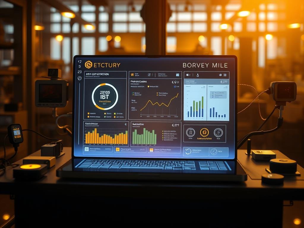 A meticulously crafted implementation of blockchain technology, showcasing the seamless integration of digital certification for APICOLTURA BORVEI MIELE. The scene depicts a sleek, modern interface with elegant data visualizations, highlighting the transparency and traceability inherent in this innovative system. The lighting is warm and inviting, creating a sense of trust and reliability. The composition centers on a central display, flanked by various IoT devices and sensors, all working in harmony to deliver a comprehensive digital solution for the Italian honey industry. The overall atmosphere conveys a sense of innovation, security, and the future of food certification.