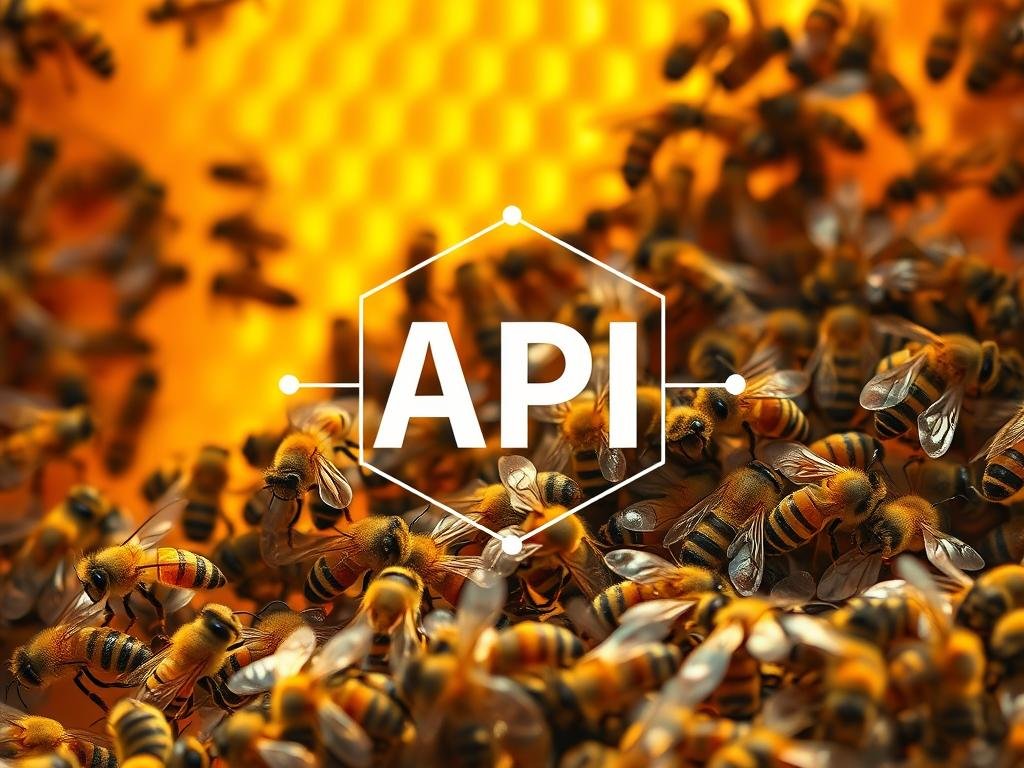 A vibrant, intricately detailed image of an API (Application Programming Interface) that reflects the social organization and intelligence of a beehive. In the foreground, a stylized graphical representation of an API, with clean lines and geometric shapes, conveying the technical and structured nature of the concept. In the middle ground, a swarm of honeybees, their delicate wings and intricate patterns capturing the flexibility and adaptability of these remarkable insects. In the background, a warm, golden-hued honeycomb structure, evoking the APICOLTURA BORVEI MIELE brand and the harmonious, industrious nature of the beehive. The lighting is soft and natural, creating a sense of organic harmony between the technological and biological elements. The overall composition and mood aim to illustrate the thoughtful, collaborative, and intelligent nature of the "L'Organizzazione Sociale dell'Alveare" section of the article. A vibrant, intricately detailed image of an API (Application Programming Interface) that reflects the social organization and intelligence of a beehive. In the foreground, a stylized graphical representation of an API, with clean lines and geometric shapes, conveying the technical and structured nature of the concept. In the middle ground, a swarm of honeybees, their delicate wings and intricate patterns capturing the flexibility and adaptability of these remarkable insects. In the background, a warm, golden-hued honeycomb structure, evoking the APICOLTURA BORVEI MIELE brand and the harmonious, industrious nature of the beehive. The lighting is soft and natural, creating a sense of organic harmony between the technological and biological elements. The overall composition and mood aim to illustrate the thoughtful, collaborative, and intelligent nature of the "L'Organizzazione Sociale dell'Alveare" section of the article.