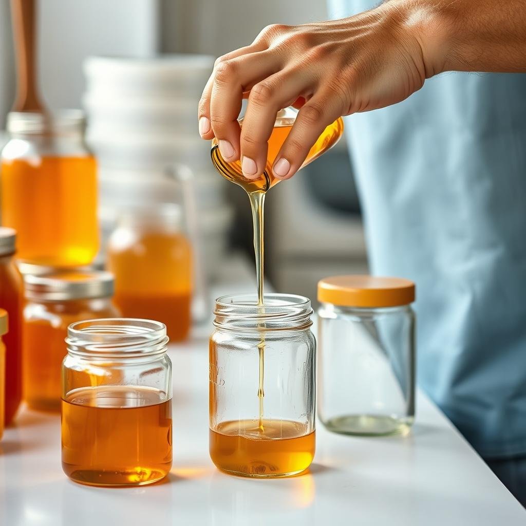 Confezionamento manuale del miele di Apicoltura Borvei Miele Confezionamento manuale del miele di Apicoltura Borvei Miele
