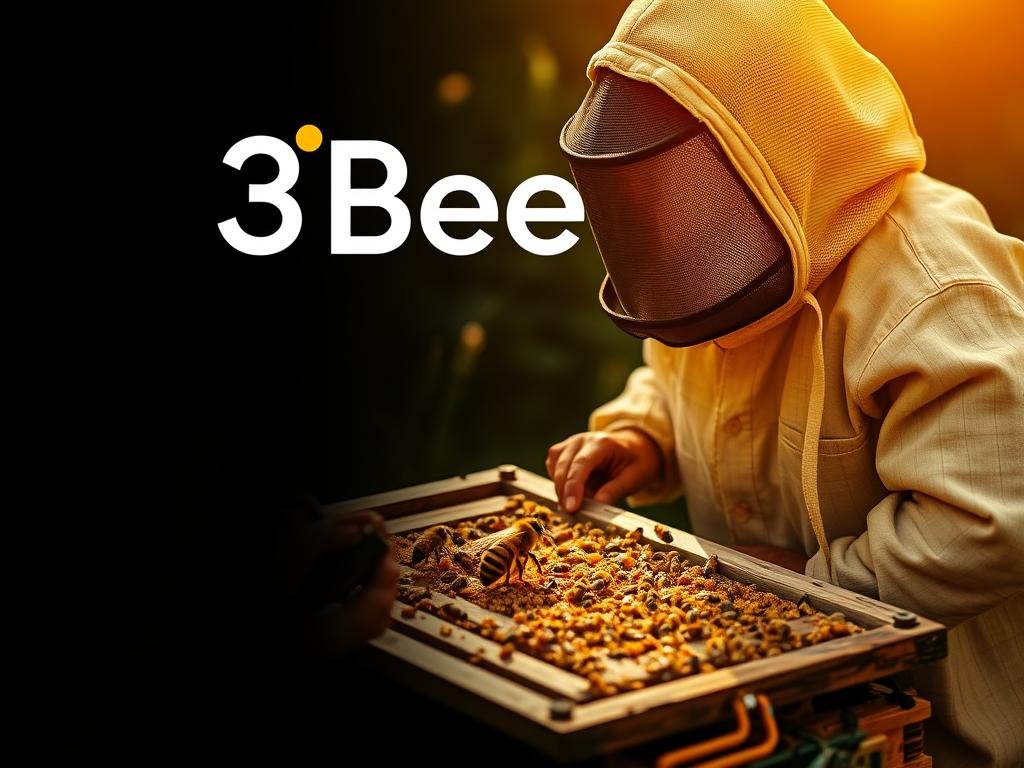 Genera un'immagine che rappresenti 3Bee e le sue tecnologie innovative per l'apicoltura