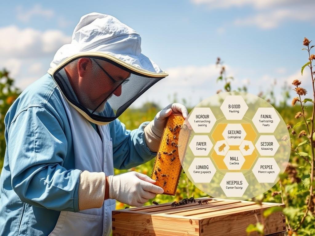 Genera un'immagine che rappresenti i progetti europei B-GOOD e HIVEOPOLIS nell'ambito dell'apicoltura.