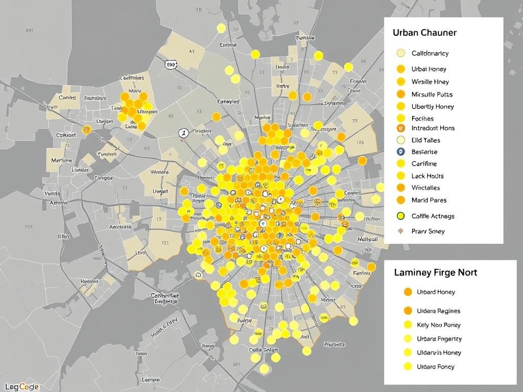 Genera un'immagine che rappresenti i vari canali di distribuzione per il miele urbano Genera un'immagine che rappresenti i vari canali di distribuzione per il miele urbano