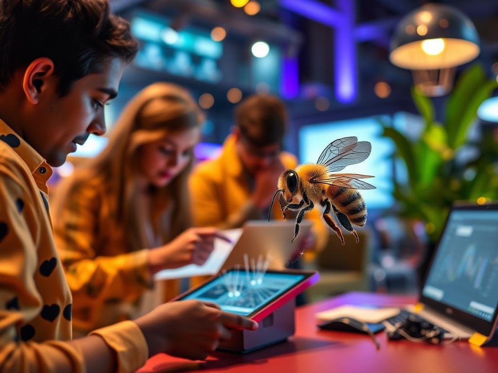 Genera un'immagine che rappresenti il progetto Melixa e Smartbee in azione