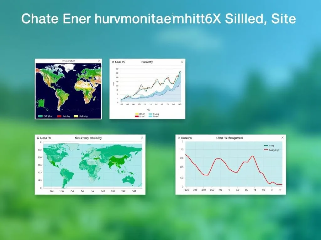 Genera un'immagine che rappresenti l'IBM Environmental Intelligence Suite in azione, con grafici e dati che mostrano il monitoraggio ambientale e la gestione dei rischi climatici. Genera un'immagine che rappresenti l'IBM Environmental Intelligence Suite in azione, con grafici e dati che mostrano il monitoraggio ambientale e la gestione dei rischi climatici.