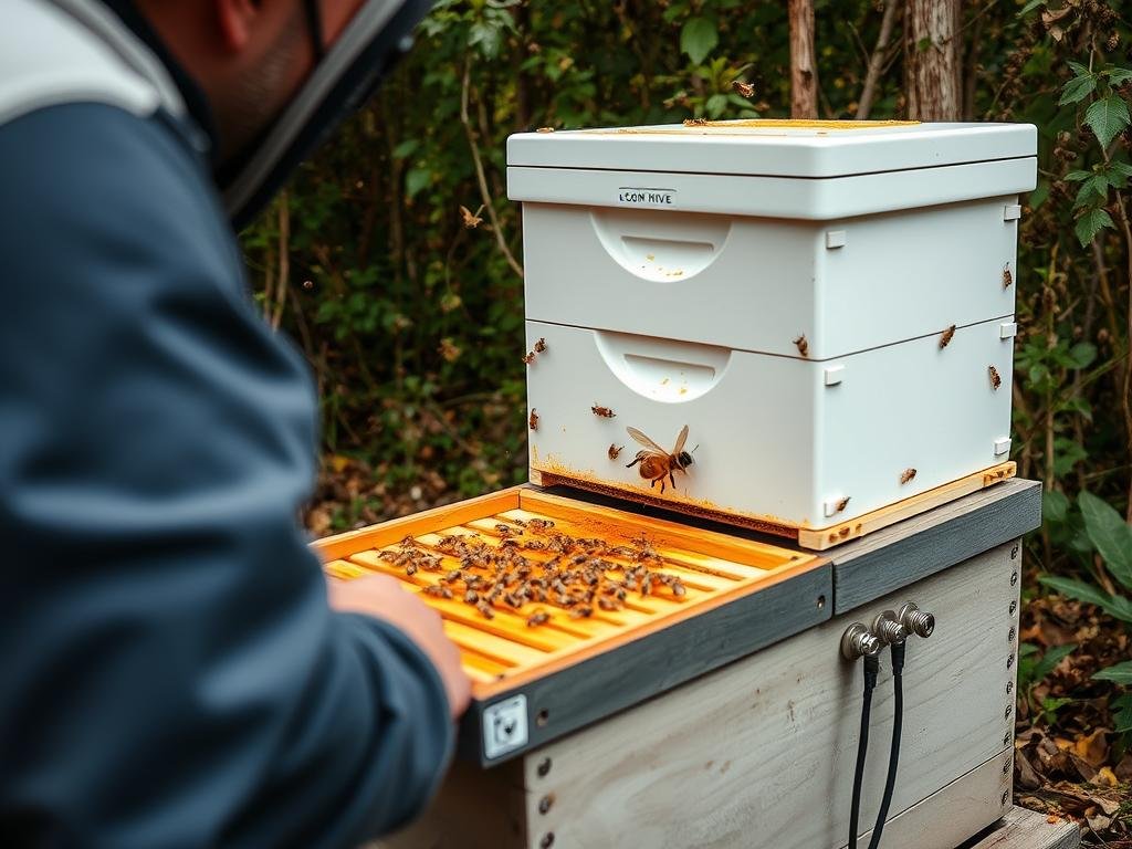 Genera un'immagine del sistema Flow Hive in azione